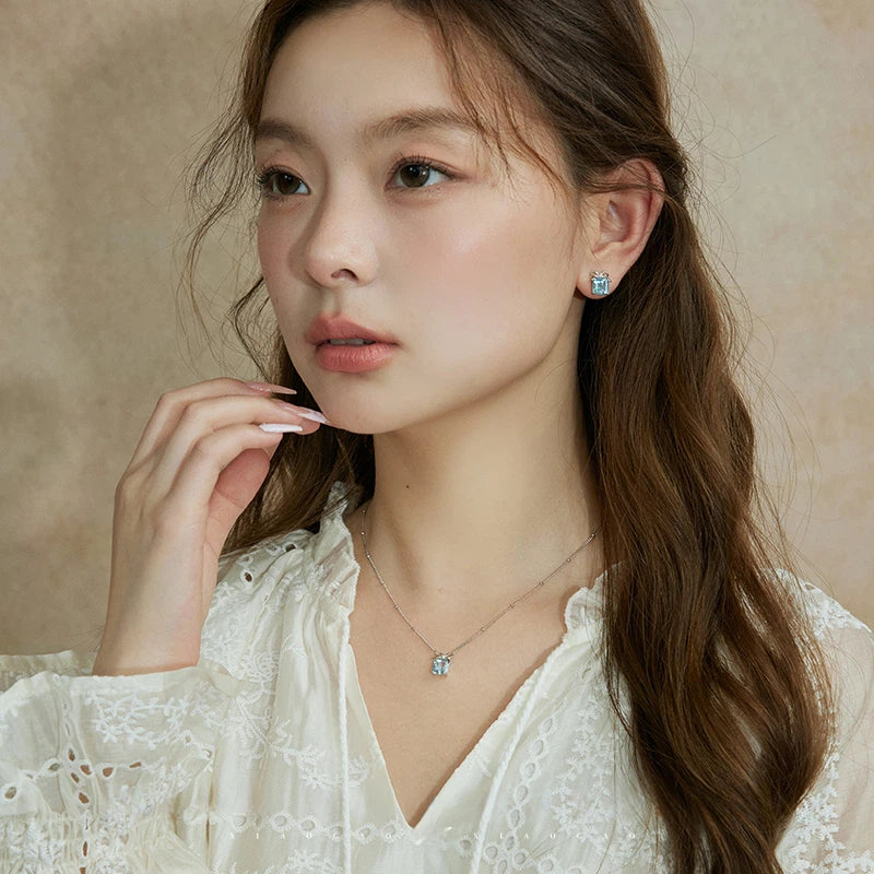 Topaz S925 Silver Bowknot Earrings