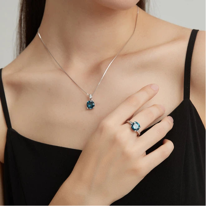 Topaz S925 Silver Collarbone Necklace