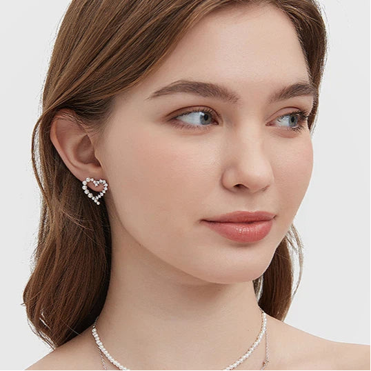 Textured Heart-Shaped Pearl Earrings Unisex