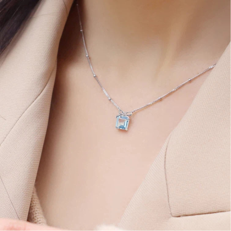Topaz S925 Silver Bowknot Necklace