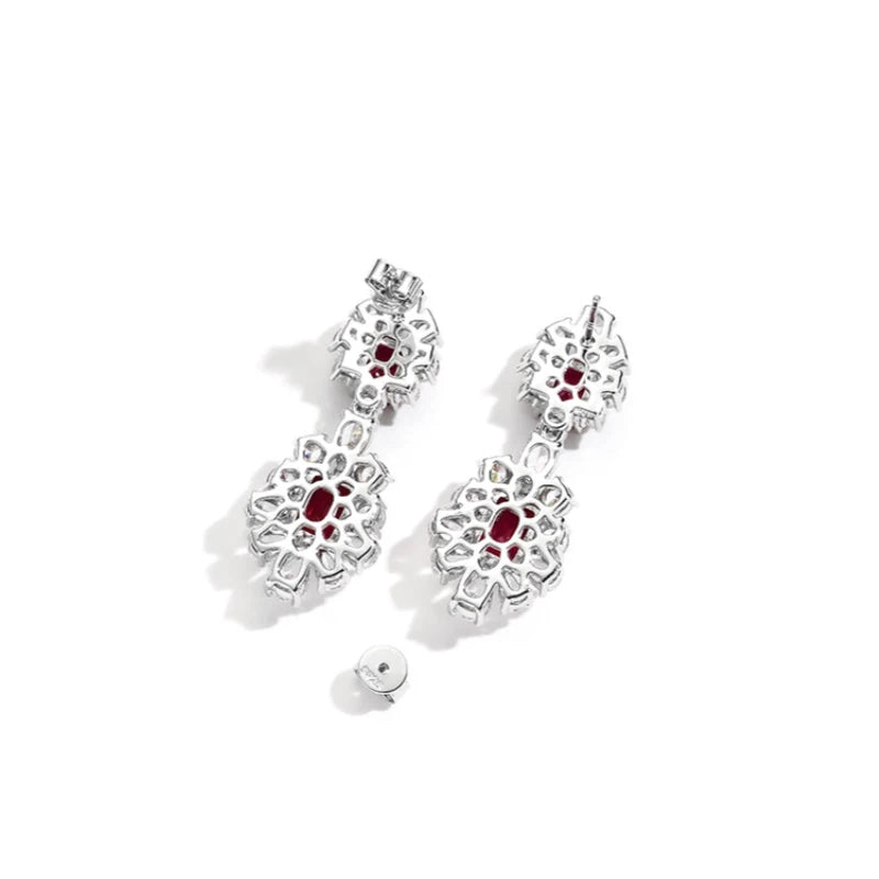 Ruby Brilliant Earrings S925 Silver Women's Style