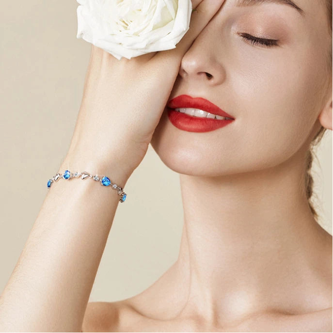 Topaz S925 Silver Heart-Shaped Bracelet