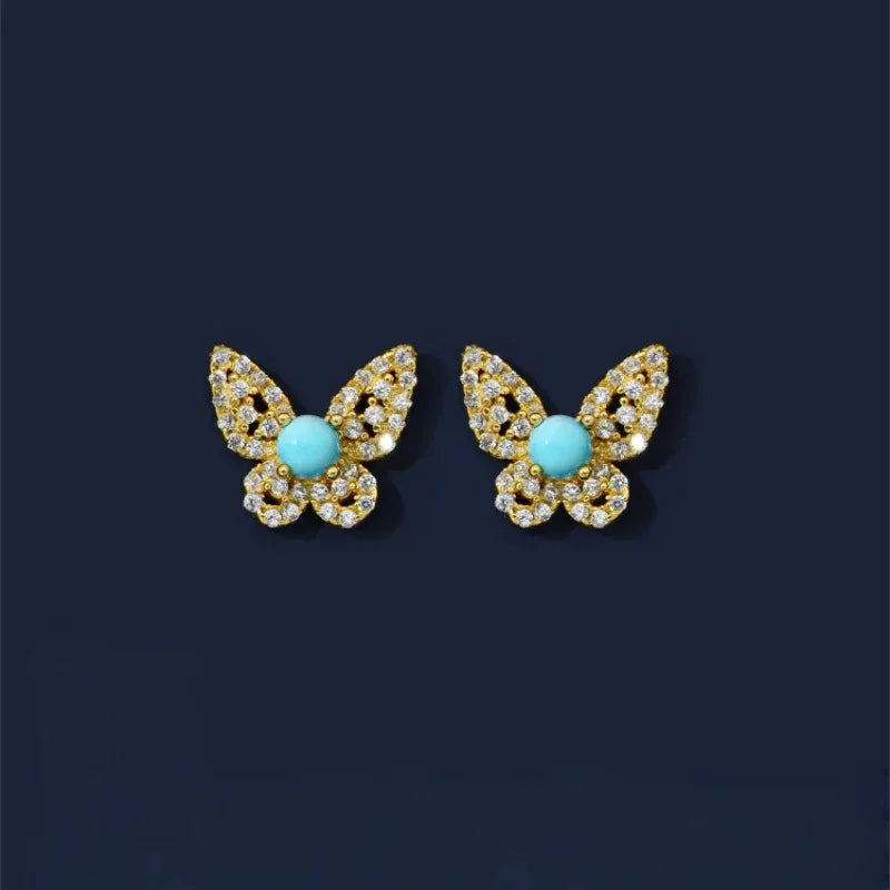 Turquoise Flexible Butterfly Earrings - OOAKB