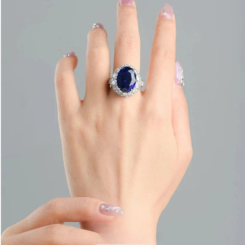Royal Sapphire Pigeon Egg Ring S925 Silver Women's Style - OOAKB