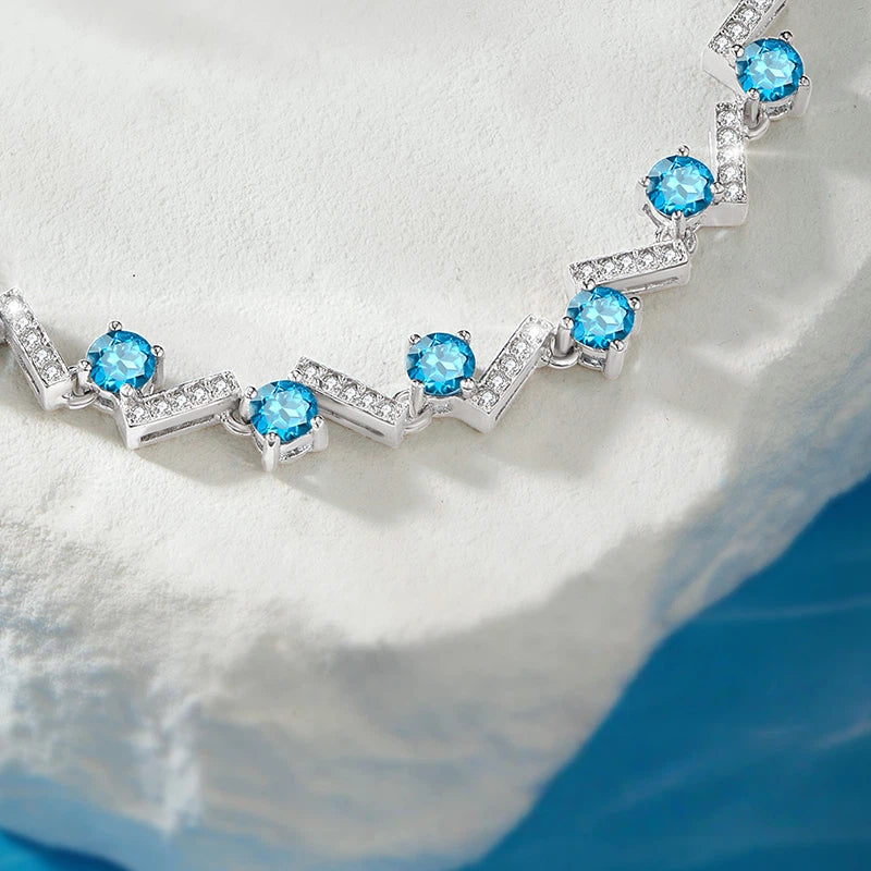 London Blue Topaz S925 Silver Geometric Bracelet
