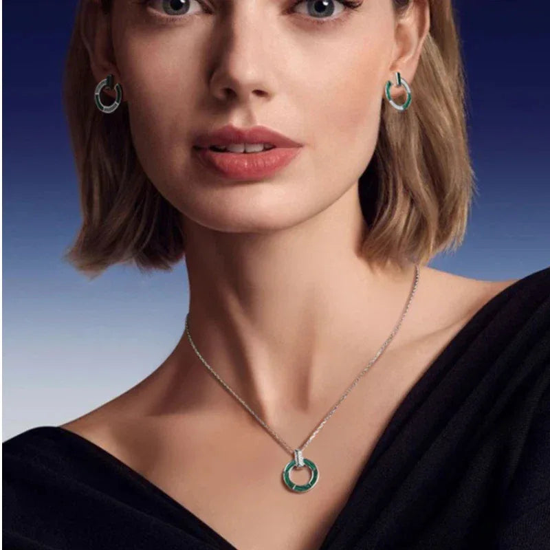 Malachite Round Coin Collar Chain Women's Style - OOAKB