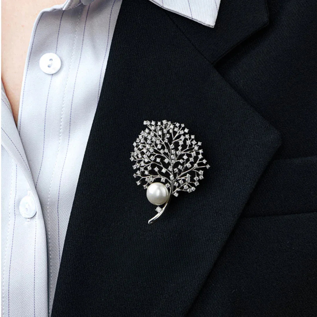 Freshwater Pearl Tree of Life Brooch S925 Silver Women's Style - OOAKB