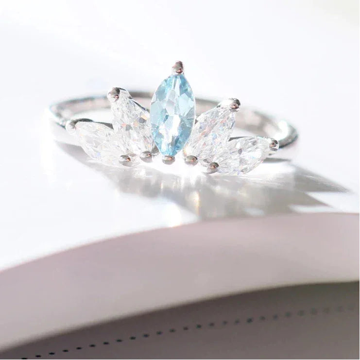 Natural Aquamarine Open Adjustable Ring - OOAKB