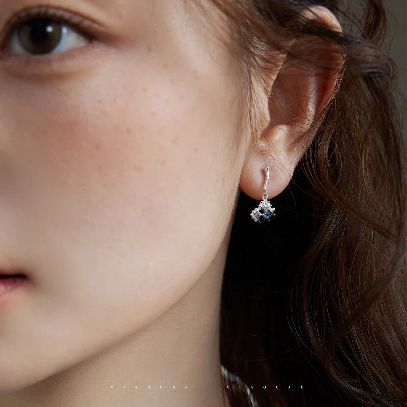 Topaz S925 Silver Snowflake Earrings