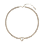 Retro Old Money Style Heart-Shaped Pearl Collarbone Chain