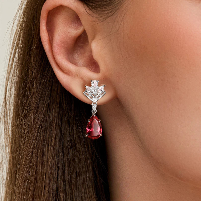 Ruby Flame of Teardrop Light Luxury Earrings