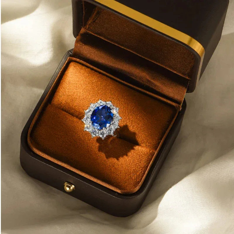 Sapphire Oval Ring S925 Silver Women's Style - OOAKB