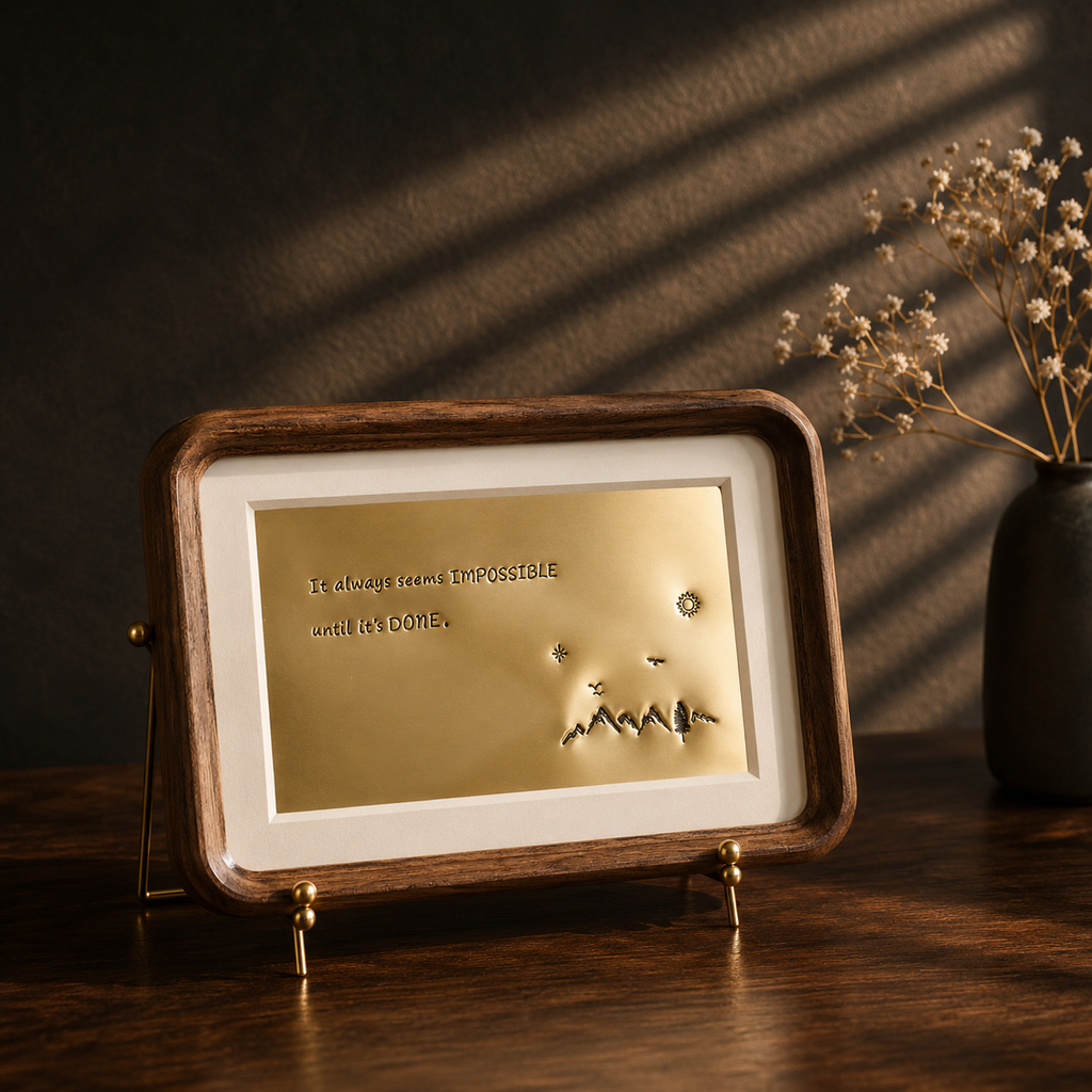 Custom Brass Engraved Frame · Personalized Walnut Light Box Gift