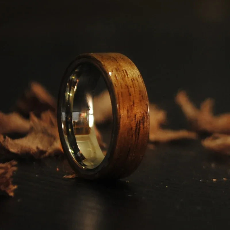 Handcrafted Ebony & Titanium Steel Ring - OOAKB