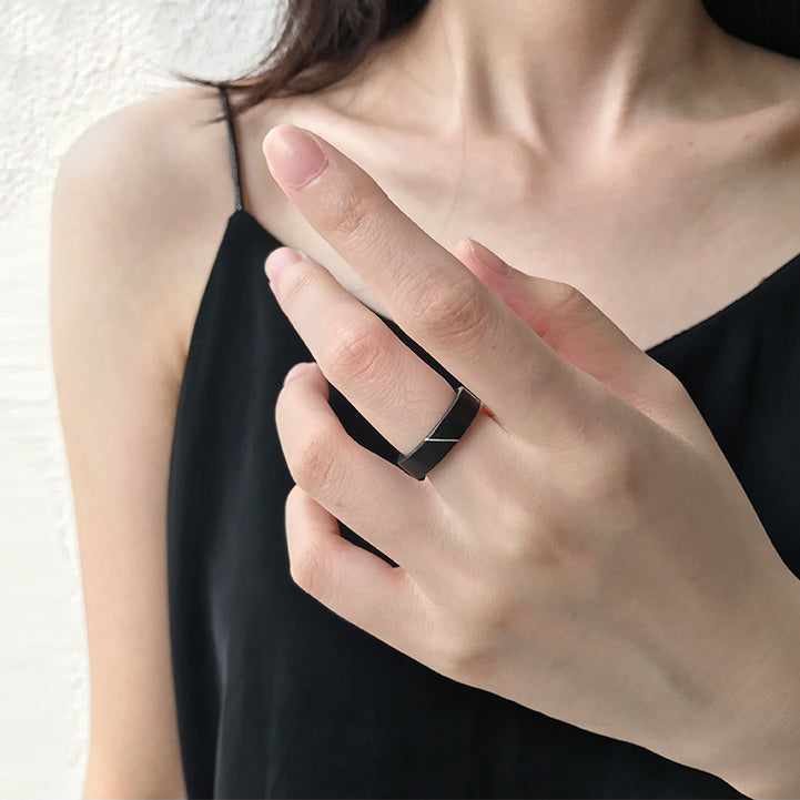 Customized Wooden Wedding Gift - Ebony Ring with Silver Inlay for Couples