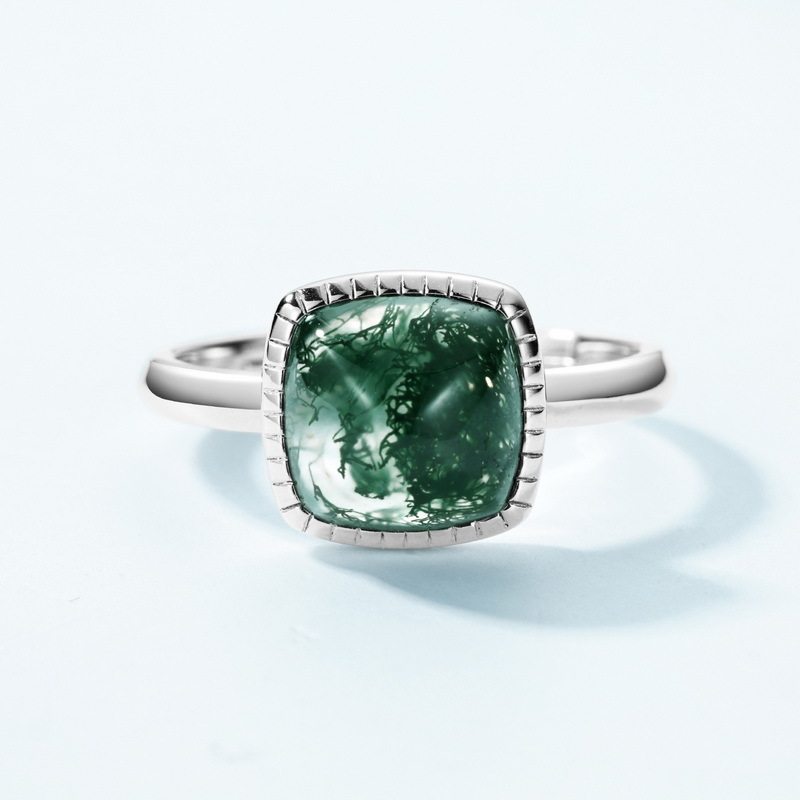 Sugar Loaf Moss Agate Open Ring