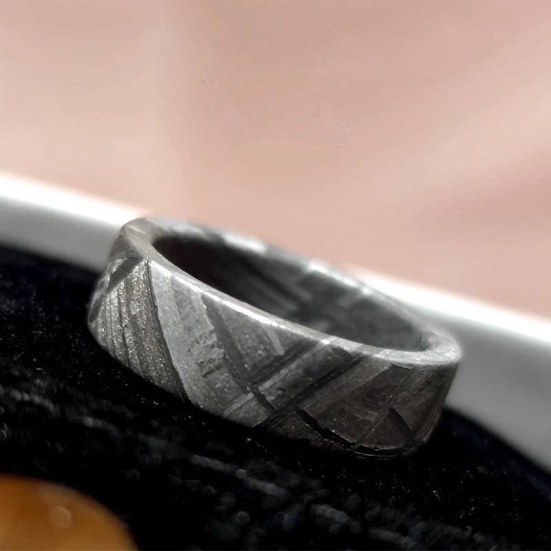Customized Tungsten Couple Rings - 6th Iron Anniversary Abalone Shell Engraved