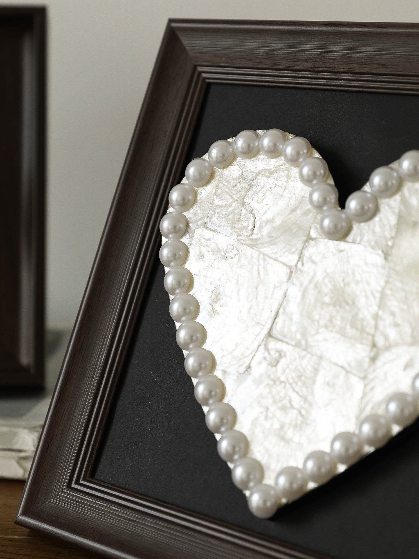 Handmade Shell Heart Wood Frame – 5th Wood Anniversary Gift, Handmade Keepsake Home Decor for Wife, Husband, or Couple