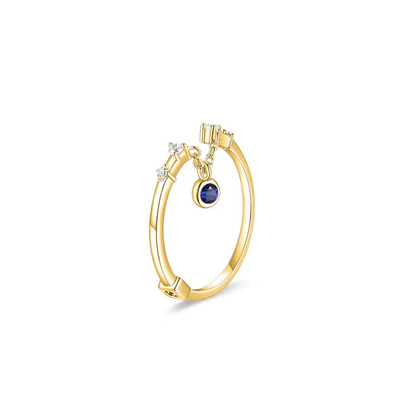 Sapphire S925 Silver Plated 18K Gold Hanging Ring - OOAKB