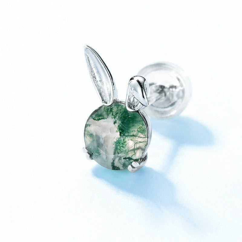New Style Cute Rabbit Ear Moss Agate Earrings