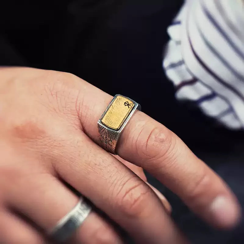 Silver-Copper Viking Rune Ring - OOAKB