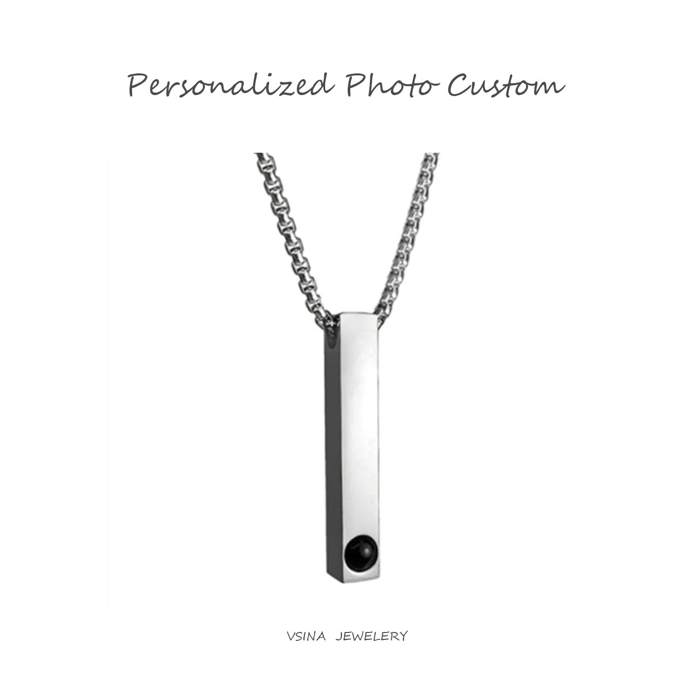 Customized Titanium Steel Photo Necklace - 6th Iron Anniversary Projection