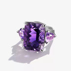 Natural Amethyst Adjustable Open Ring