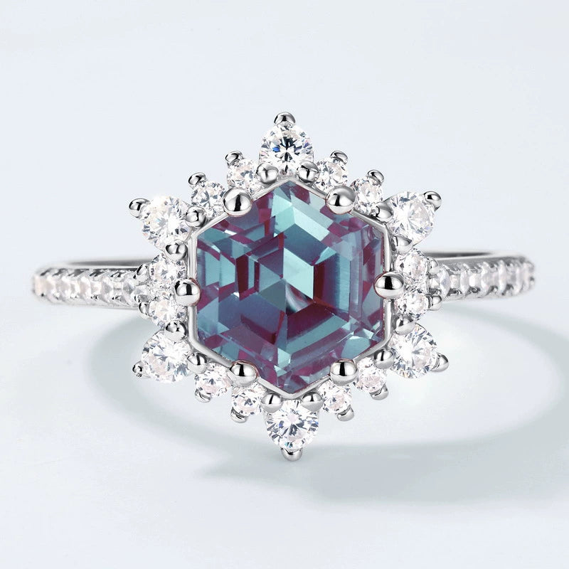 Alexandrite Sunflower Ring Women's Style