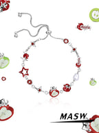 Customized Apple & Star 4th Fruit & Flower Wedding Bracelet - Copper Alloy Adjustable
