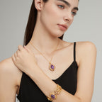 Natural Amethyst Gold-Plated Collar Necklace