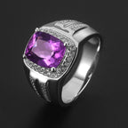 Silver Amethyst Men's Ring 2.5ct 8*10mm