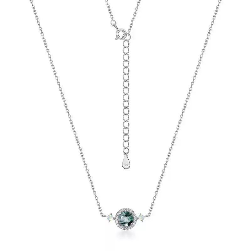 Classic Light Luxury Moss Agate Collarbone Necklace