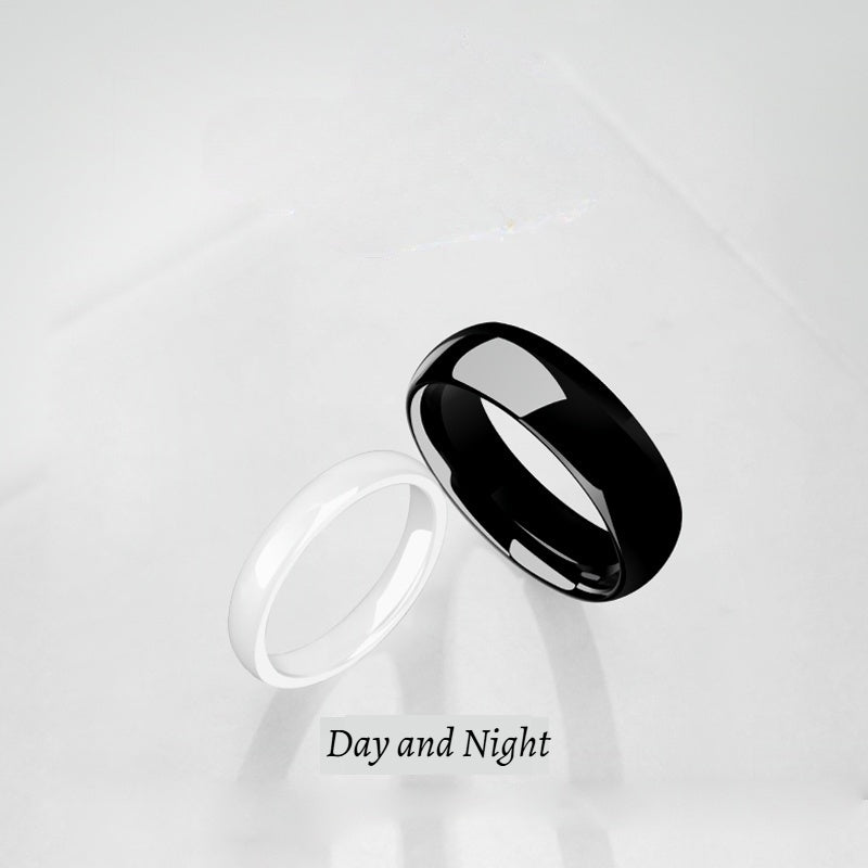 Customized Artisanal Ceramic Day-Night Couple Rings - 9th Anniversary Engraved