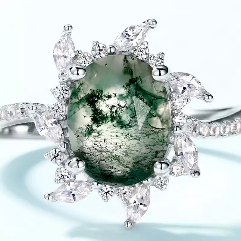 Light Luxury Moss Agate Ring