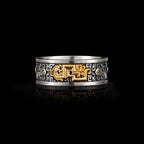 Customized Vintage Bronze-Inlaid Silver Loong Ring - 8th Anniversary Engraved