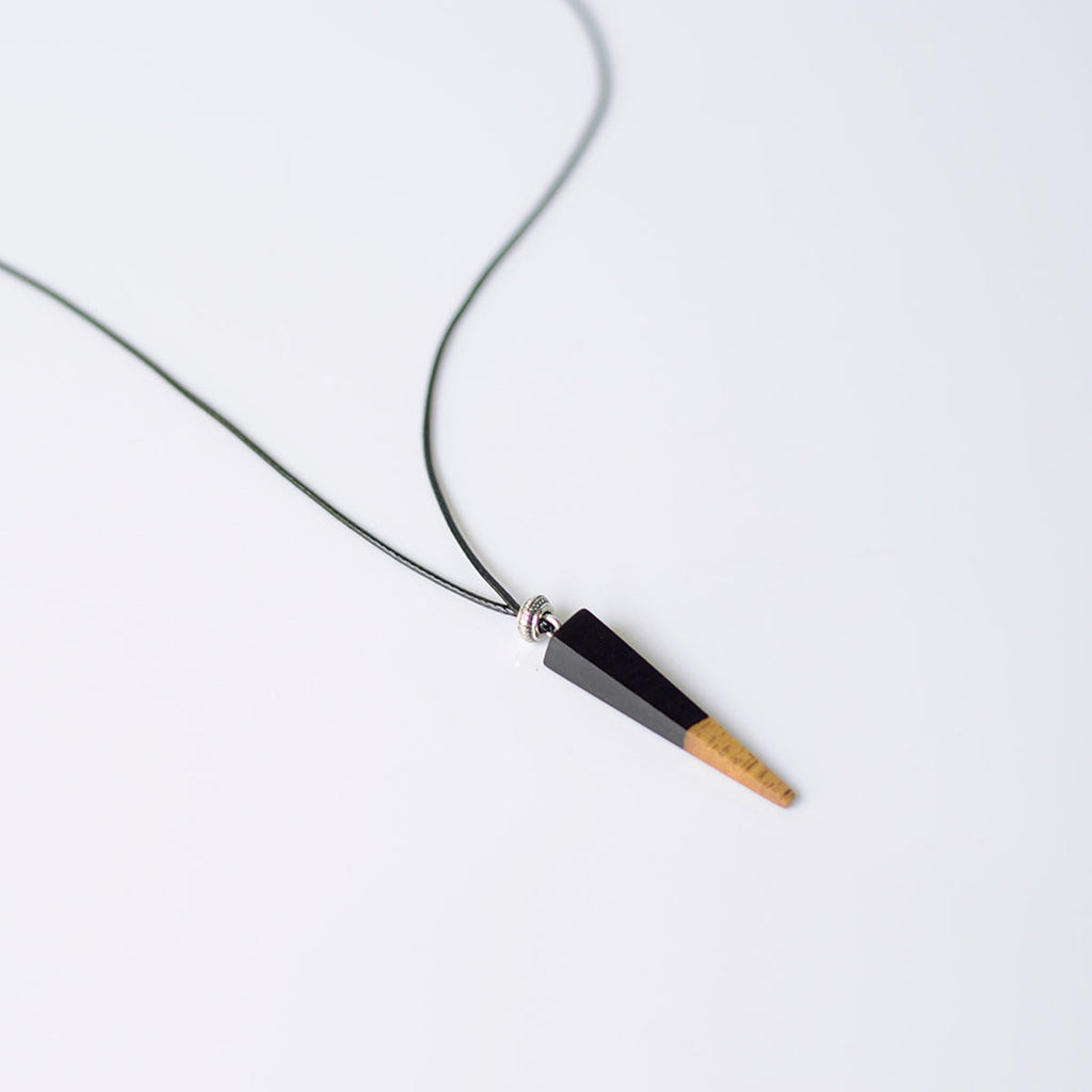 Handmade Wooden Triangle Necklace – 5th Anniversary Gift for Wife, Minimalist Wood Pendant Jewelry