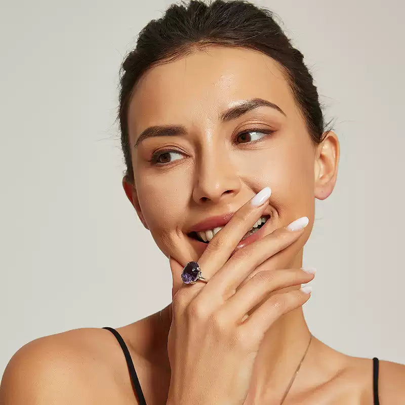 Natural Amethyst Niche Light Luxury Index Finger Ring