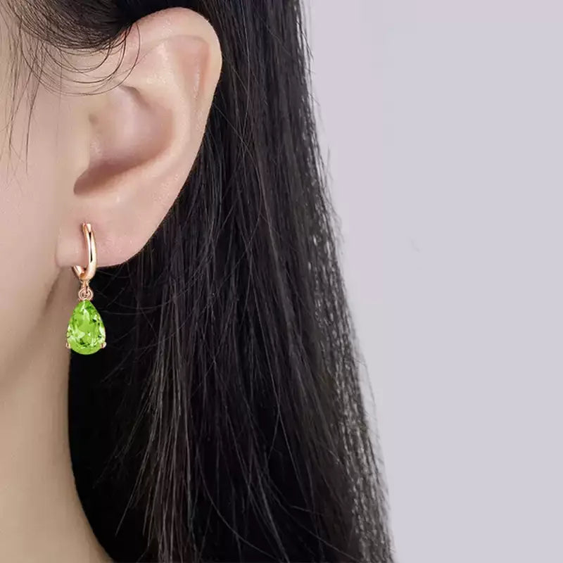 Natural Peridot Water Drop Ear Cuffs Earrings - OOAKB