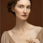 Blue Opal 14K Gold Water Drop Pendant Collarbone Necklace