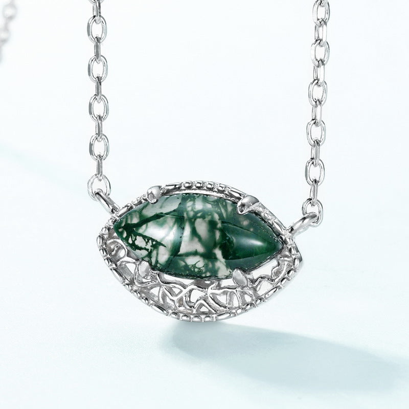 Elegant Moss Agate Collarbone Necklace