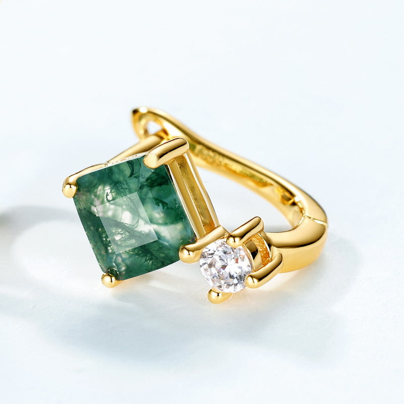 Moss Stone Geometric Fashion Earrings Unisex