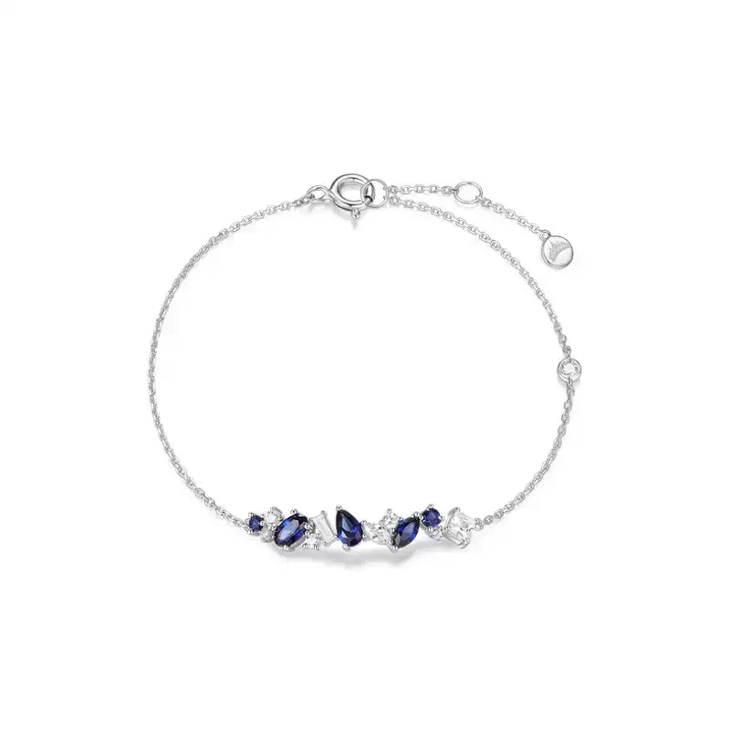Sapphire S925 Silver Stacked Gem Bracelet - OOAKB