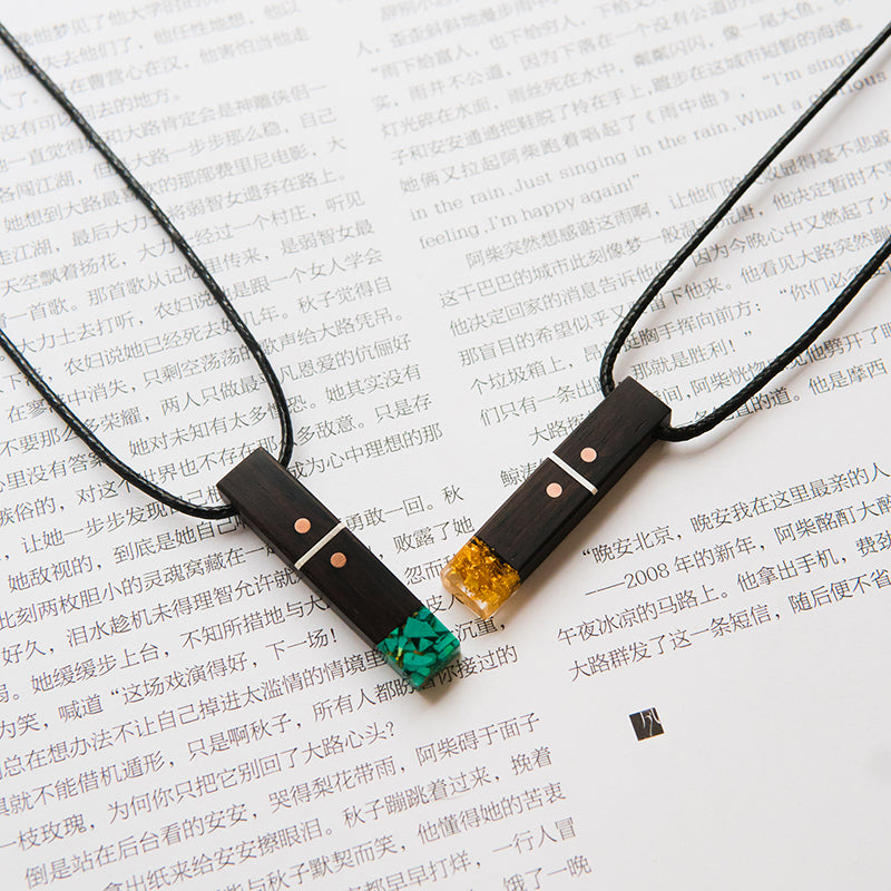 Customized Rosewood & Silver Pendant Necklace - 5th Anniversary Engraved