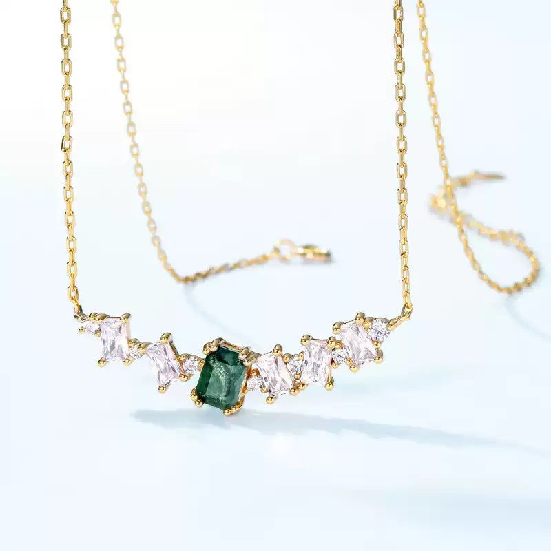 New Style Moss Agate Collarbone Necklace