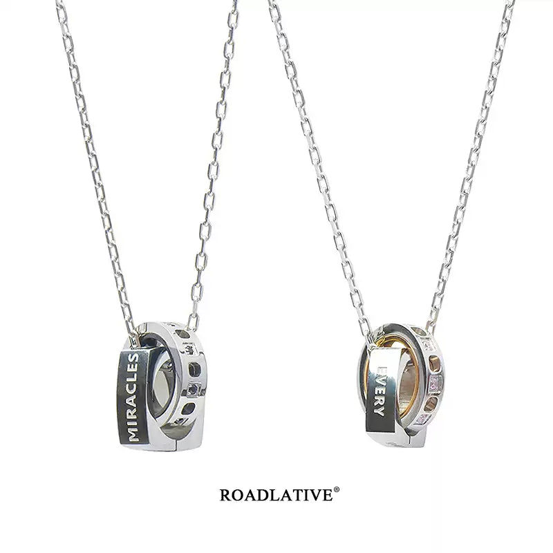 Customized Titanium Steel Couple Necklace - 6th Iron Anniversary Cubic Zirconia