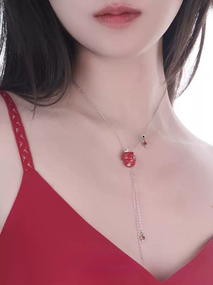 Customized Apple Slice 4th Fruit & Flower Wedding Necklace - Adjustable Engraved