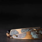 Customized Vintage Bronze & Ebony Bracelet - 8th Anniversary Engraved Couple Set