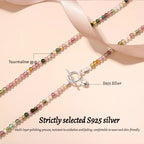 Customized Colorful Tourmaline Silver Necklace - 8th Anniversary Engraved Water Drop