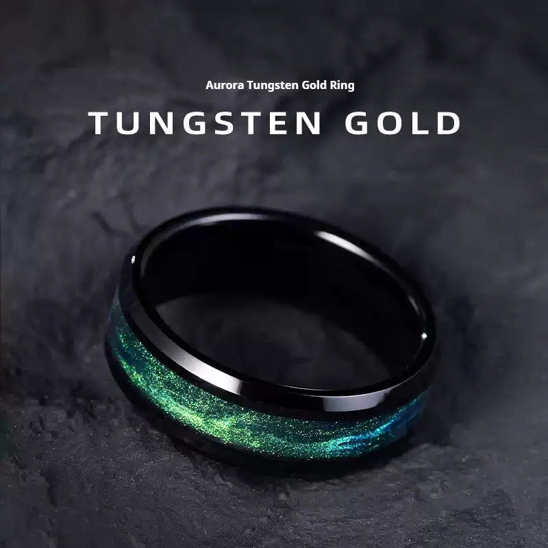 Customized 857 Tungsten Aurora Ring - 6th Iron Anniversary Starry Design