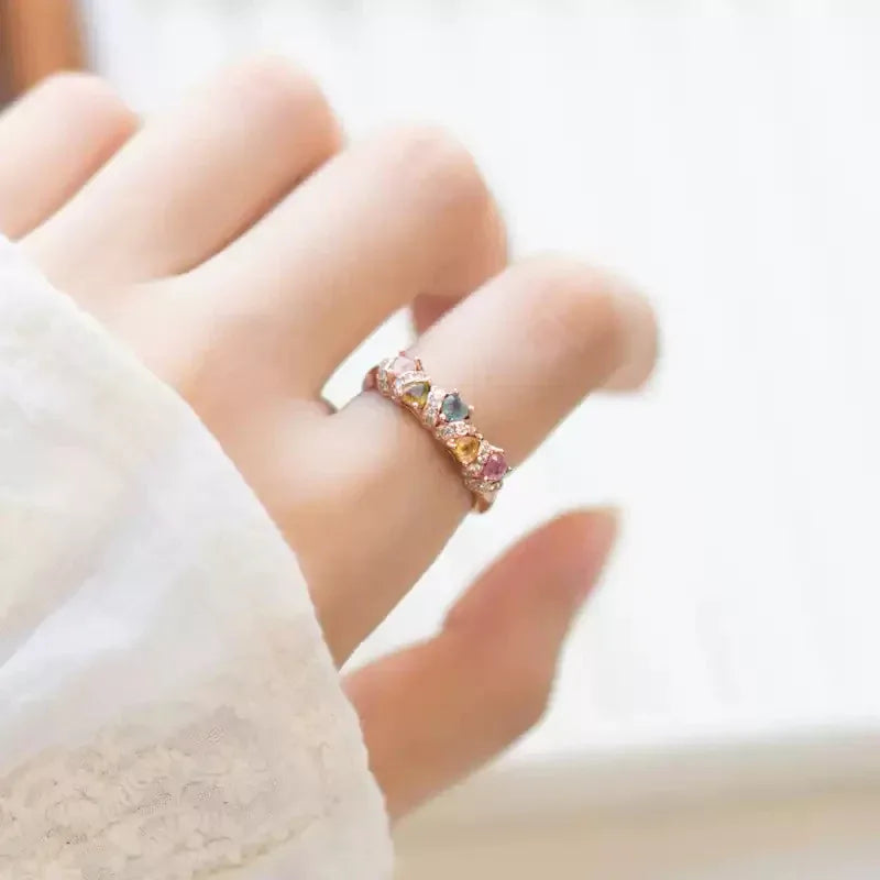 Customized Brazilian Tourmaline Star Ring - 8th Anniversary 925 Silver Rose Gold - OOAKB